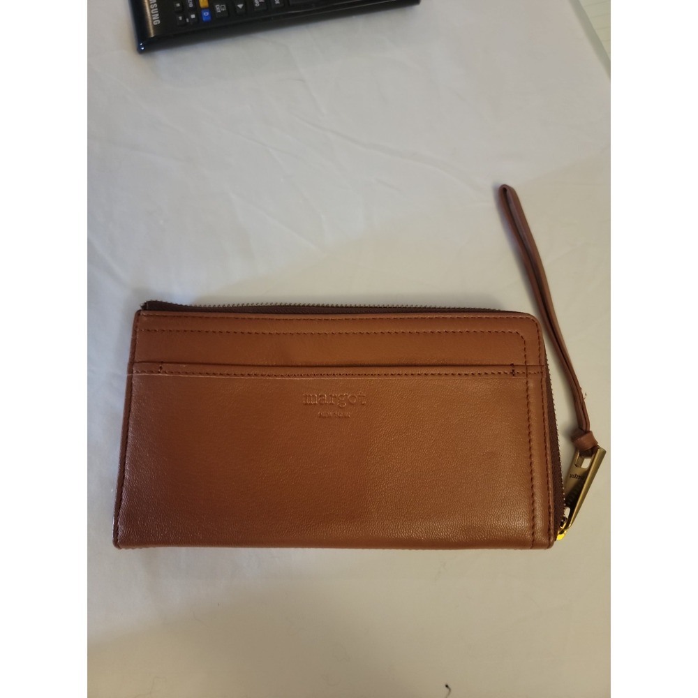 Margot Brown Zip-Around Women's Wallet, Zipper & Logo Accents, Credit Card